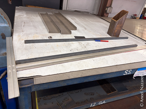 Steel bars next to a framer's square